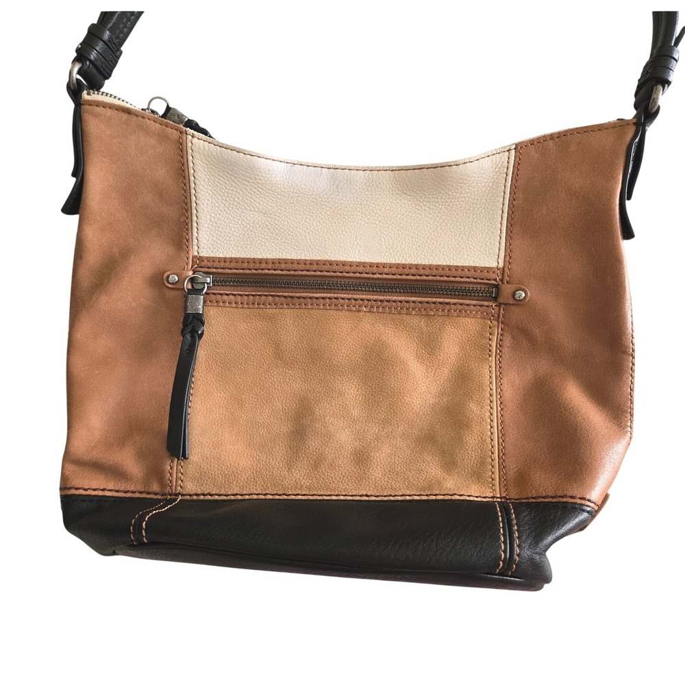 The Sak Womens Medium Sequoia Hobo Bag Brown Cream Black Colorblock Leather